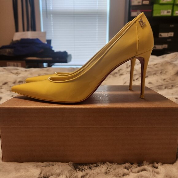 Christian Louboutin Sporty Kate 85 Patent Leather Pumps – Yellow (Size 39.5) - Picture 5 of 6